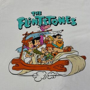 Retro Flintstones Cartoon Graphic Tee White 90s Y2K Nostalgia Size‎ L Streetwear